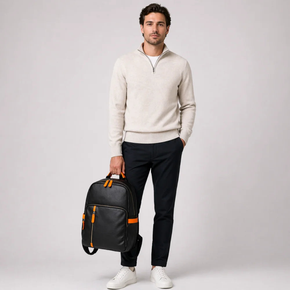 Sac week end à dos en cuir moderne — Le Genova