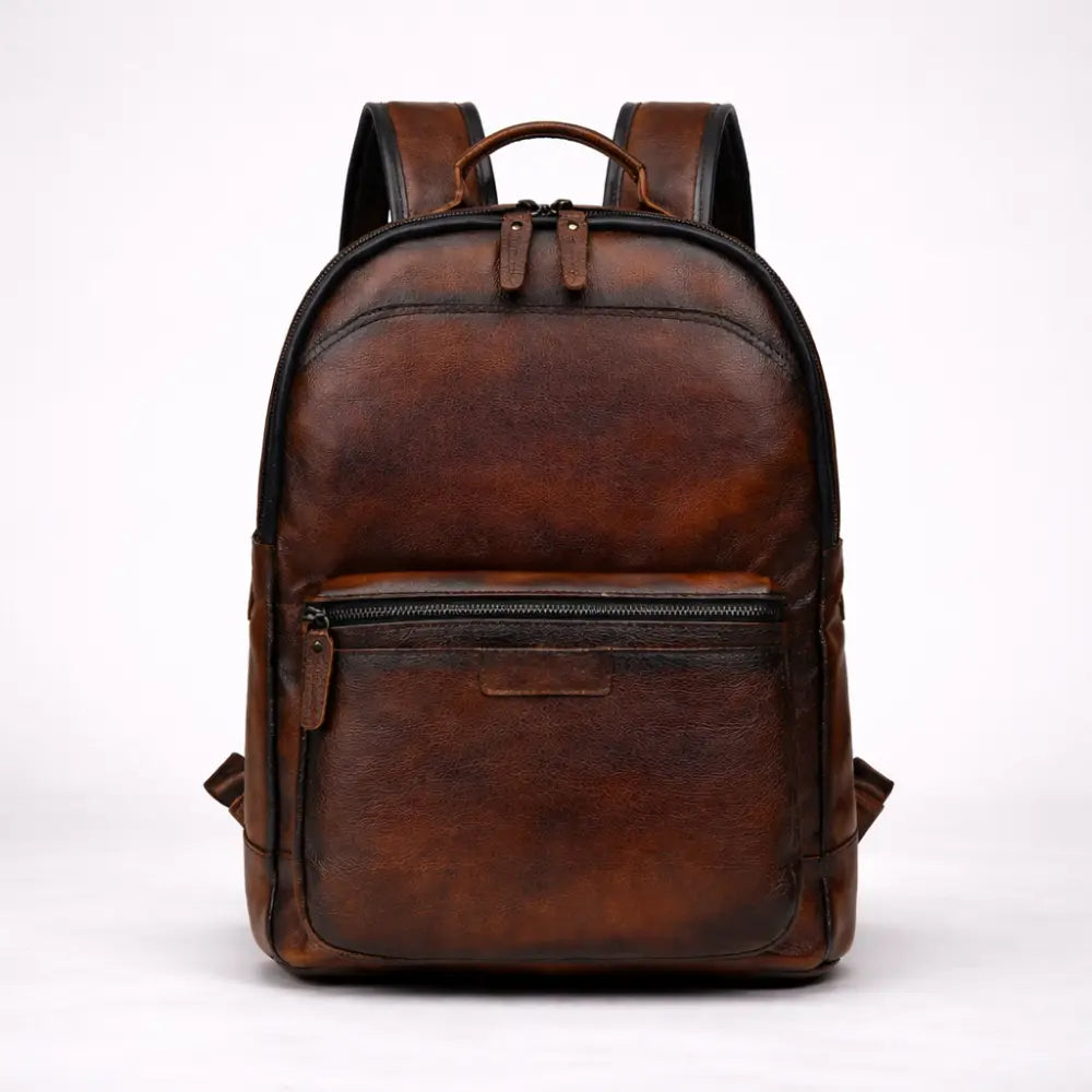 Sac week end à dos en cuir style rétro — Le Milan