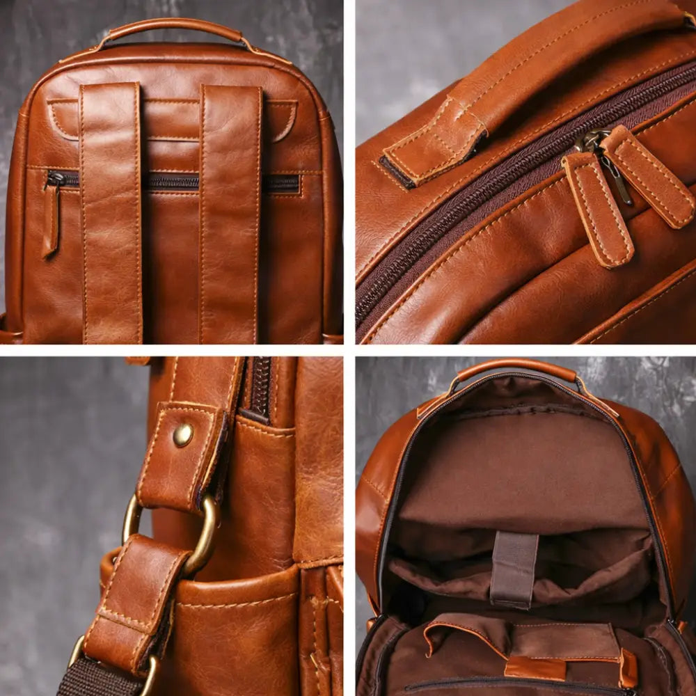 Sac week end à dos en cuir style vintage — Le Rhodes