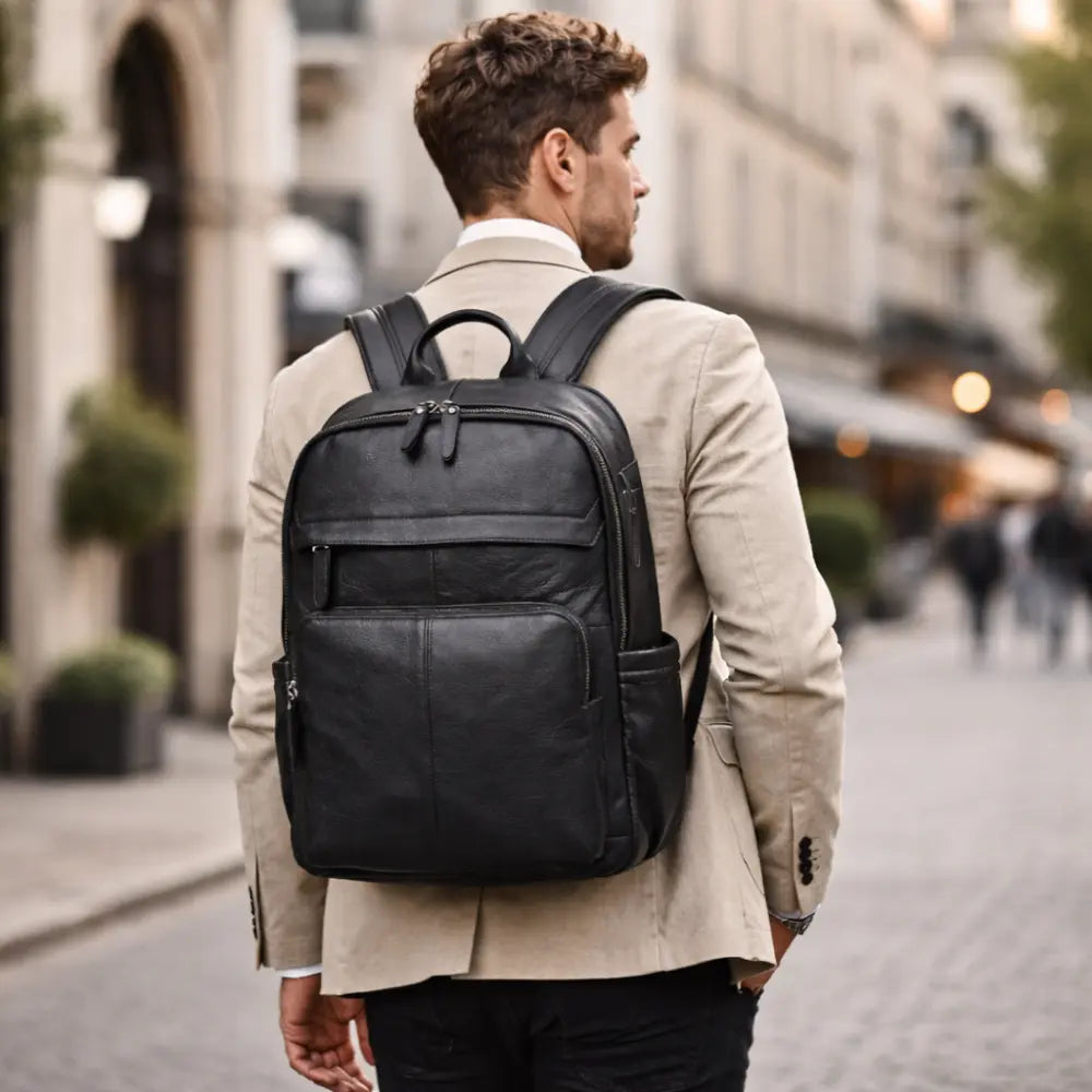 Sac à dos de voyage en cuir unisexe — Le Tallinn