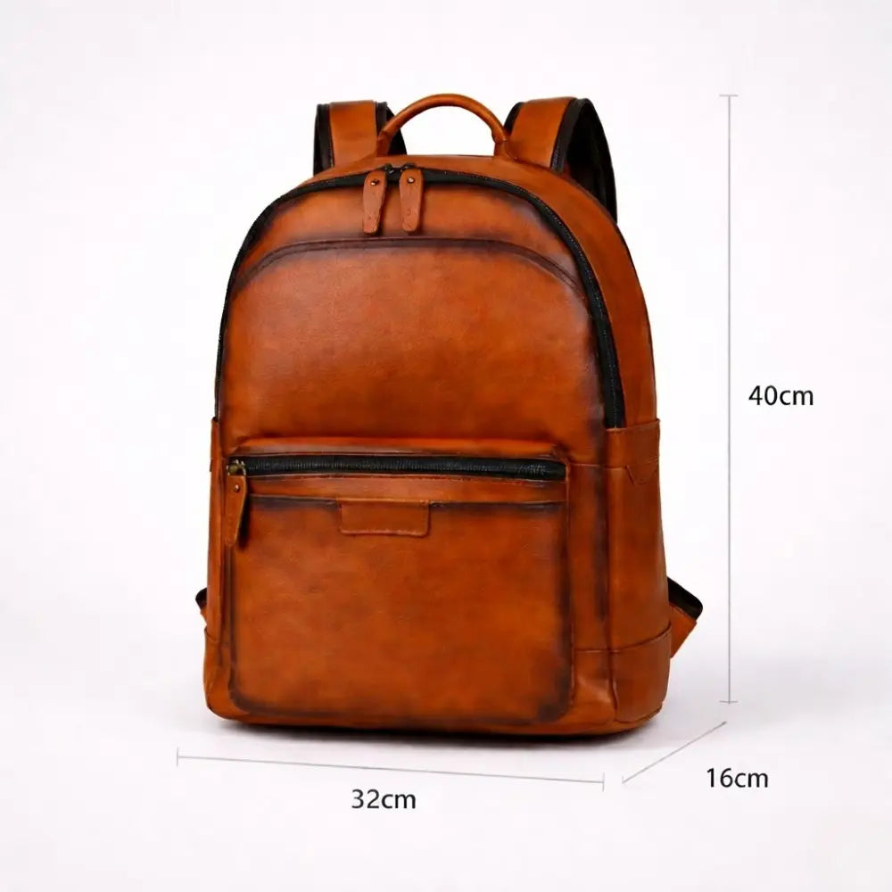 Sac week end à dos en cuir style rétro — Le Milan
