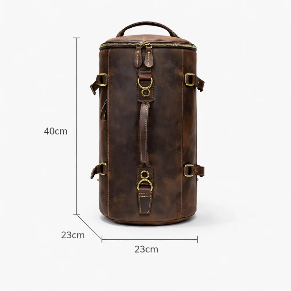 Sac de voyage en cuir cylindrique vintage — Le Marrakech